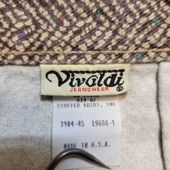 Vivaldi Jeanswear Vintage Classic Brown Herringbone Denim Midi Skirt 80s - Picture 10 of 13